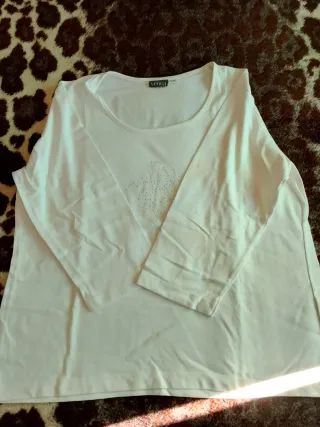 Camiseta manga 3/4 rosa con pedrería