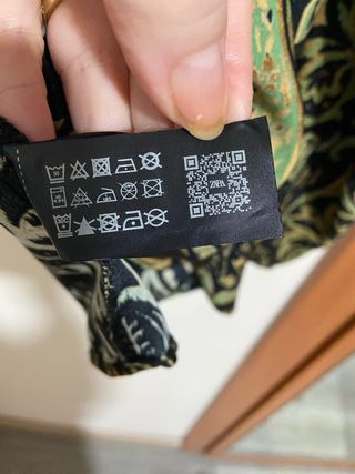 Camisa Zara Estampada Verde Negra Talla M