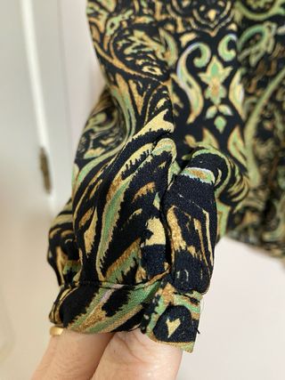 Camisa Zara Estampada Verde Negra Talla M