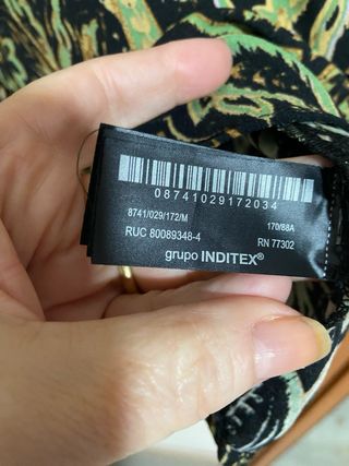 Camisa Zara Estampada Verde Negra Talla M