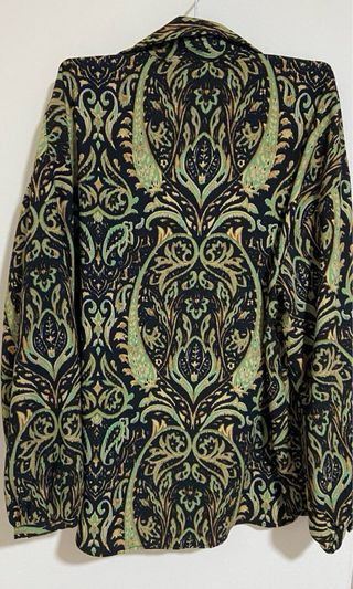 Camisa Zara Estampada Verde Negra Talla M