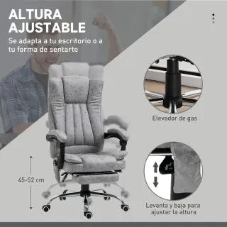 Silla de Oficina Masaje Ajustable Gris
