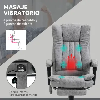 Silla de Oficina Masaje Ajustable Gris