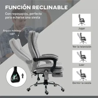 Silla de Oficina Masaje Ajustable Gris