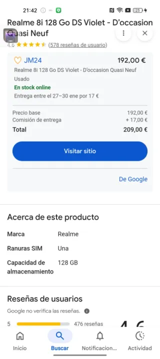 Realme 8i 128GB Violeta - Ocasión