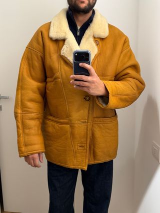 Giacca Shearling Vintage Pelle Scamosciata Uomo