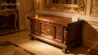 Baúl antiguo de madera tallada