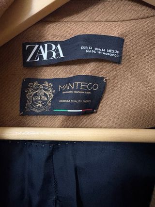 Abrigo Zara Manteco Doble Botonadura