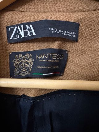 Abrigo Zara Manteco Doble Botonadura