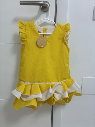 Vestido Flamenca Niña Amarillo Pastel