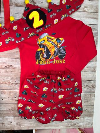 Conjunto cumpleaños moto personalizado