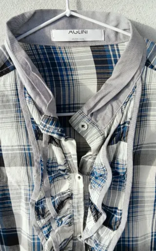Camicia con volant donna, Aglini, tg 40, blu