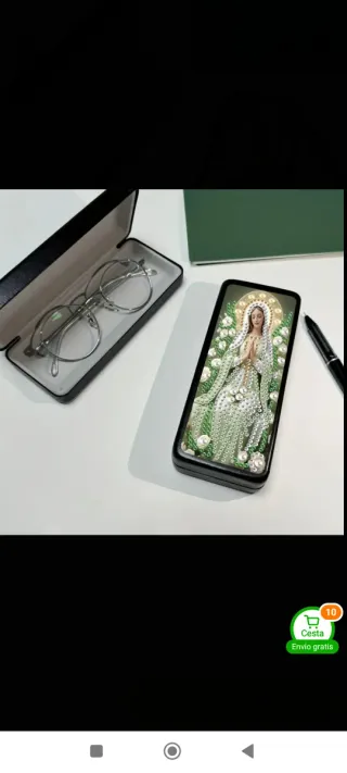 Estuche Gafas Punto Diamante Virgen María