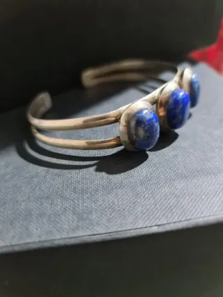 Pulsera Plata con 3 Piedras Lapislázuli