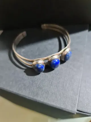 Pulsera Plata con 3 Piedras Lapislázuli