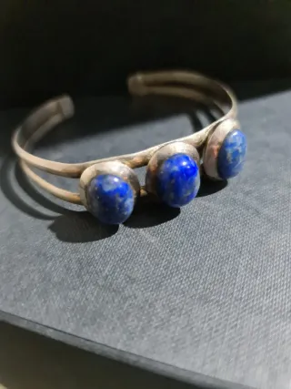 Pulsera Plata con 3 Piedras Lapislázuli