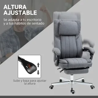 Silla de Oficina Giratoria Reclinable Gris