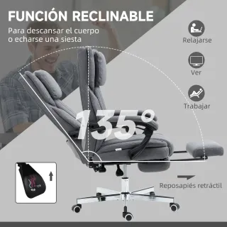 Silla de Oficina Giratoria Reclinable Gris
