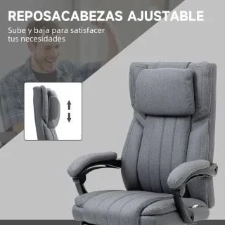 Silla de Oficina Giratoria Reclinable Gris