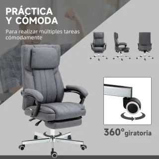 Silla de Oficina Giratoria Reclinable Gris
