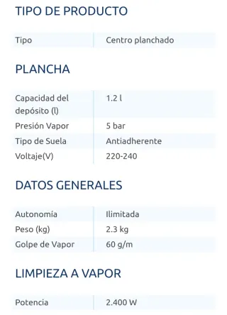 Centro de Planchado Klindo KSG2200-21