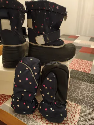 Botas de nieve niña Talla 29 + manoplas