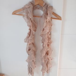 Bufanda Golddigga volantes beige/rosa