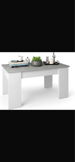 Mesa de centro elevable gris y blanca