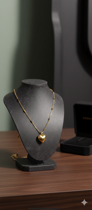 Collar Corazón Dorado Acero Inoxidable