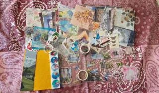 Set 200 mix stickers, paper, washi tape e bollini