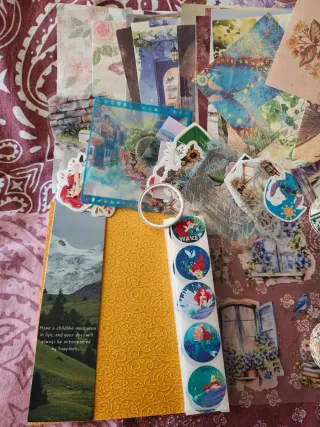 Set 200 mix stickers, paper, washi tape e bollini