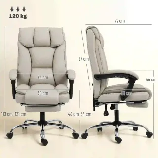 Silla de Oficina Ergonómica Beige con Reposapiés