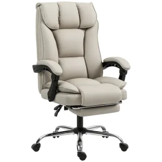 Silla de Oficina Ergonómica Beige con Reposapiés