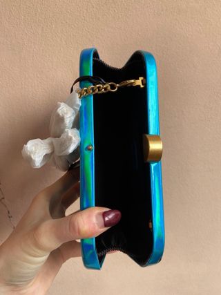 Pochette Pinko catena blu verde