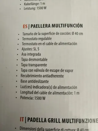 Paellera Eléctrica Tristar PZ-2964 40cm