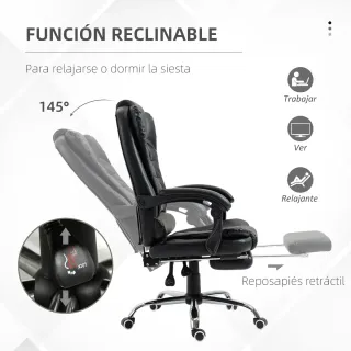 Silla Escritorio Ejecutiva Reposapiés Negra