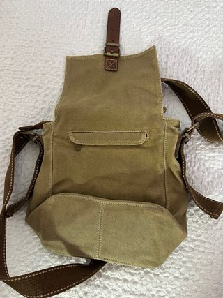 Bandolera de lona marrón y verde