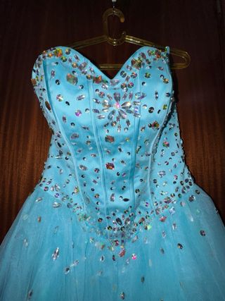 Vestido 15 Años Azul Turquesa