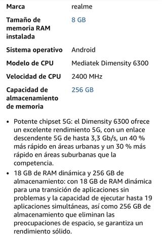 Realme 14X 5G 256gb Negro/Gris Precintado.