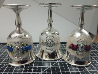 SET DE 3 CÁLIZ RELIGIOSOS BAÑADOS EN PLATA