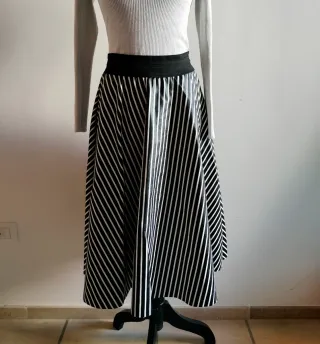 Gonna ruota ecopelle fantasia righe