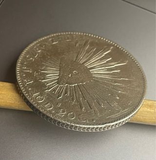 8 Reales 1875 Zacatecas (Méjico) J A. Con resellos