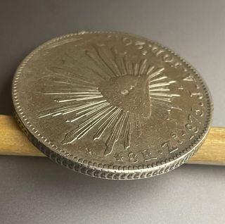 8 Reales 1875 Zacatecas (Méjico) J A. Con resellos