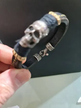 Pulsera Plata de Palo Calavera