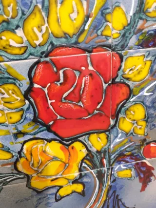 Cuadro Cerámica Hecho a Mano Flores