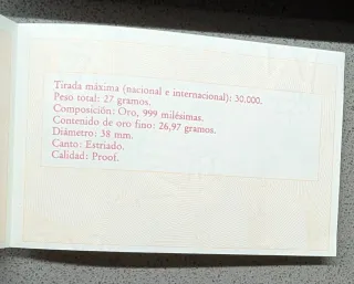 27.0 g Oro 80.000 Pts  1992 Discóbolo Olimpiada