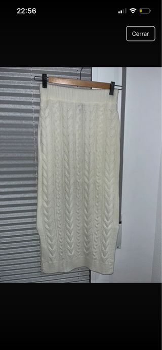 Falda midi lana Shein blanca trenzada