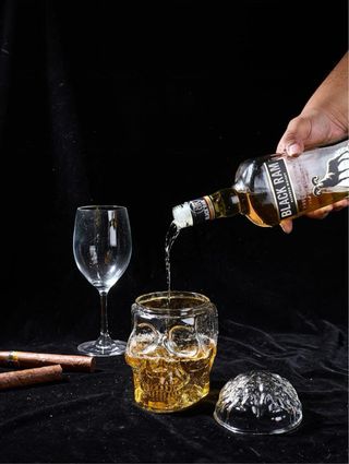 Decanter Vino Testa Teschio Coperchio Cervello