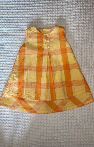 Vestido niña cuadros naranjas y amarillos