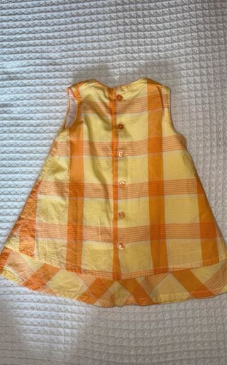 Vestido niña cuadros naranjas y amarillos